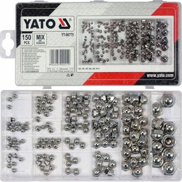 ГАЙКИ YATO МЕТРИЧЕСКИЕ ЗАКРЫТЫЕ КРЫШКИ 150ШТ.