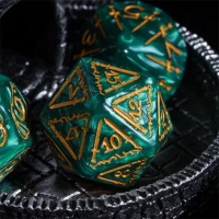 НАБОР EARTH WARRIOR ИЗ 7 ЭПОКСИДНЫХ КУБИКОВ ДЛЯ РПГ + МЕТАЛЛИЧЕСКИЙ КОРПУС