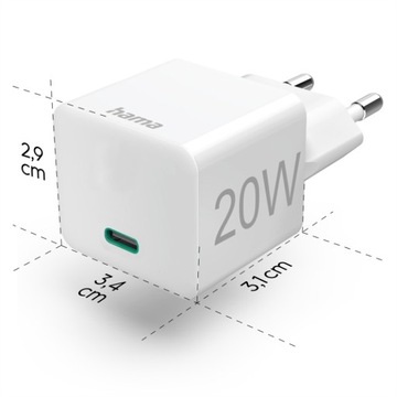Зарядное устройство для Iphone HAMA 20W 3A 201650 USB TYPE C 3.0/2.0 QC Qualcomm