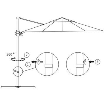 PARASOL OGRODOWY SKŁADANY NA SŁUPKU SOLIDNY NA TARAS OGRÓD BALKON 250x250cm