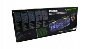 Esperanza EGK3000 GAMING LED USB SHELTER Комплект светодиодной клавиатуры и мыши