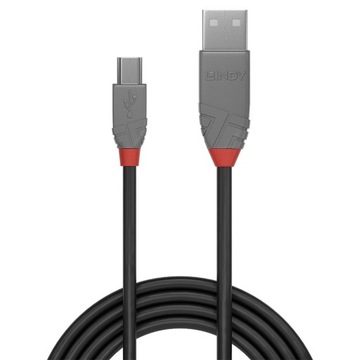 Lindy 36725 USB 2.0 A — линейный кабель Mini-B Anthra — 5 м