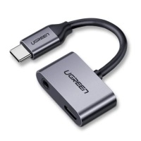 Адаптер UGREEN для аудио USB-C мини-джек 3 5 мм USB-C с двумя портами