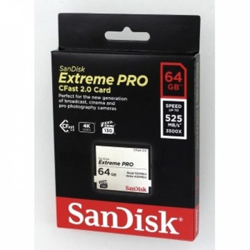 SANDISK 64 ГБ EXTREME PRO CFAST 2.0 +525 МБ/с VPG130