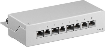 Патч-панель мини/настольная CAT 6 8 портов Серый