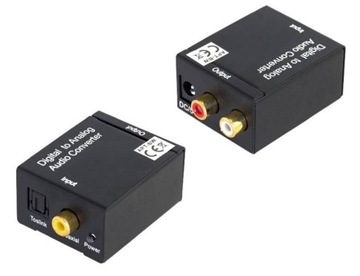 КОНВЕРТЕР АУДИОСИГНАЛА SPDIF TOSLINK КОАКСИАЛЬНЫЙ 2x RCA РАЗЪЕМ ЦАП С БЛОКОМ ПИТАНИЯ