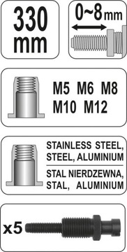 NITOWNICA RĘCZNA NITONAKRĘTEK M5-M12 330 mm YATO