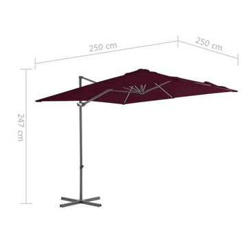 PARASOL OGRODOWY SKŁADANY NA SŁUPKU SOLIDNY NA TARAS OGRÓD BALKON 250x250cm