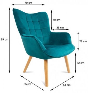 Мягкое кресло Grella Sea Green, скандинавское ВАДА