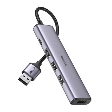 АДАПТЕР UGREEN HUB USB-РАЗВЕТВИТЕЛЬ 5 В 1 4X USB-A 3.0 1X USB-C 5 Гбит/с P&P 20 СМ