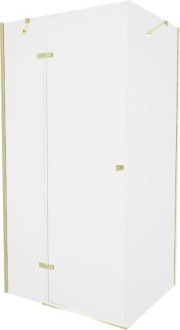 Угловая душевая кабина 120x90 Mexen Roma с откидными дверцами EasyClean золотого цвета
