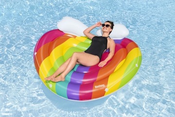 Dmuchany materac wodny na plażę pływająca wyspa tęcza 175cm Bestway