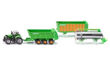1848-SIKU TRAKTOR Z PRZYCZEPĄ I CYSTERNĄ METAL+ PLASTIK SKALA:1:87 WIEK:3+