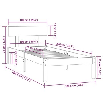 Рама без регулировки VidaXL 100x200