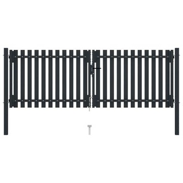 vidaXL Двойные ворота для забора, сталь 306x125 см, антрацит
