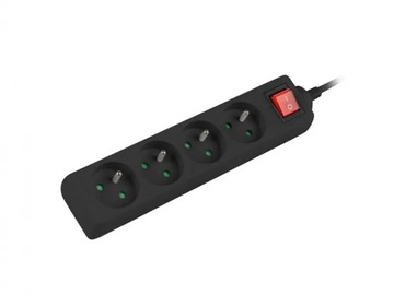 Удлинитель 1,5м, черный, 4 розетки, вкл.