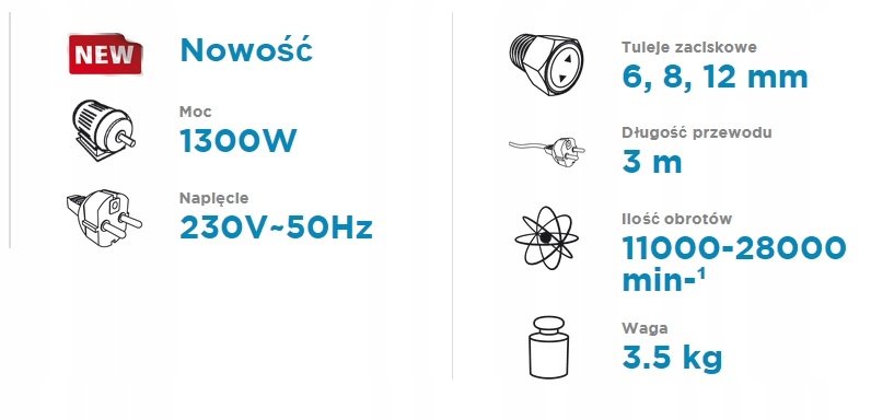 FREZARKA GÓRNOWRZECIONOWA 1300W 6-12mm GRAPHITE