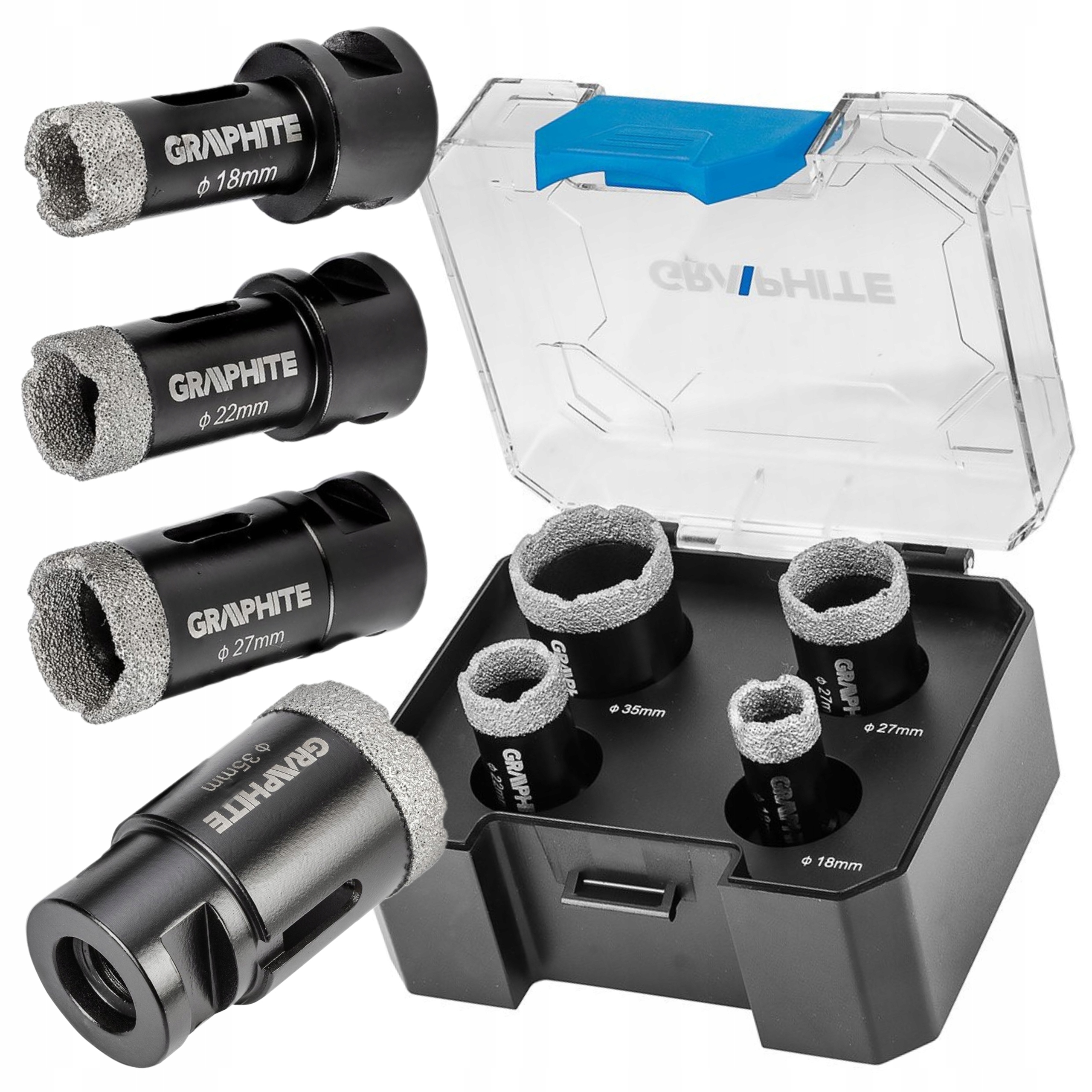 GRAPHITE OTWORNICE DIAMENTOWE (18, 22, 27, 35 MM) 4 ELEM. WALIZKA 55H318