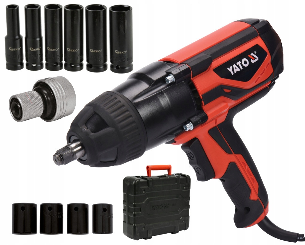 YATO ELEKTRYCZNY KLUCZ UDAROWY 1020W 1/2 +10NASADEK DŁUGICH YT-82021+G10500