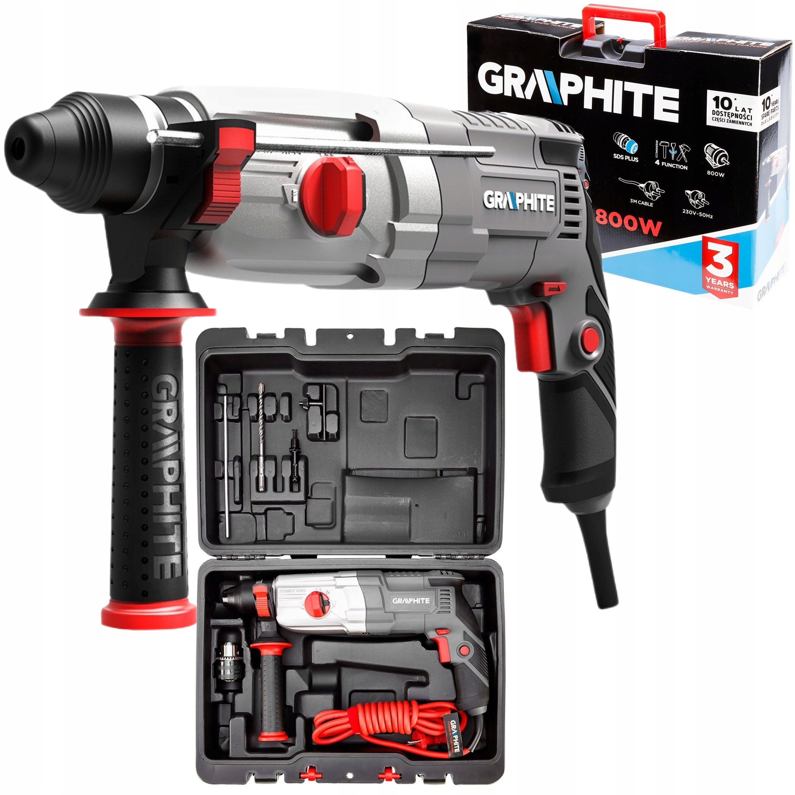 GRAPHITE MŁOTOWIERTARKA WIERTARKA MŁOT UDAROWY SDS+ 800W 2,8J 58G538 WALIZK