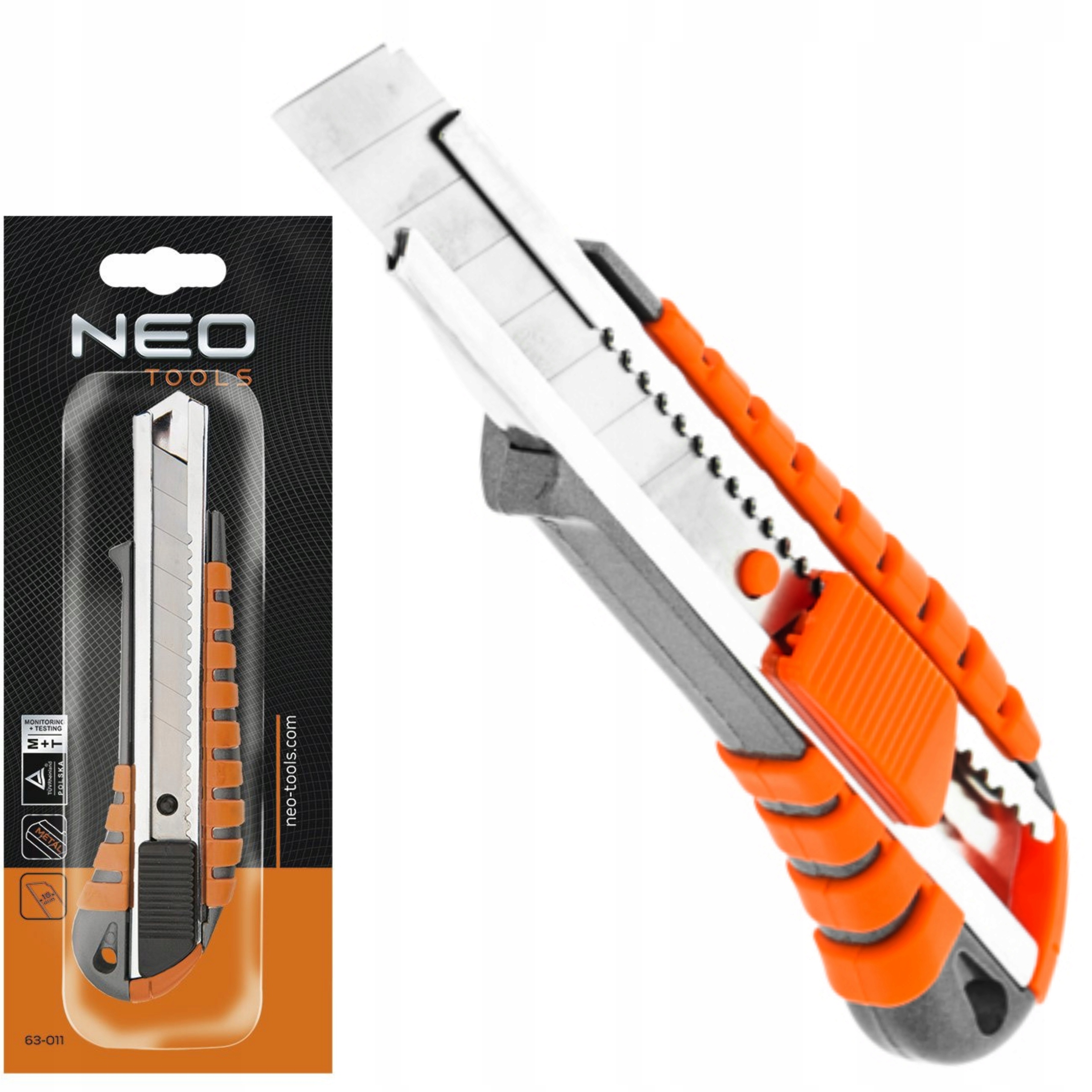 NEO NÓŻ Z OSTRZEM ŁAMANYM 18MM METAL KORPUS 63-011