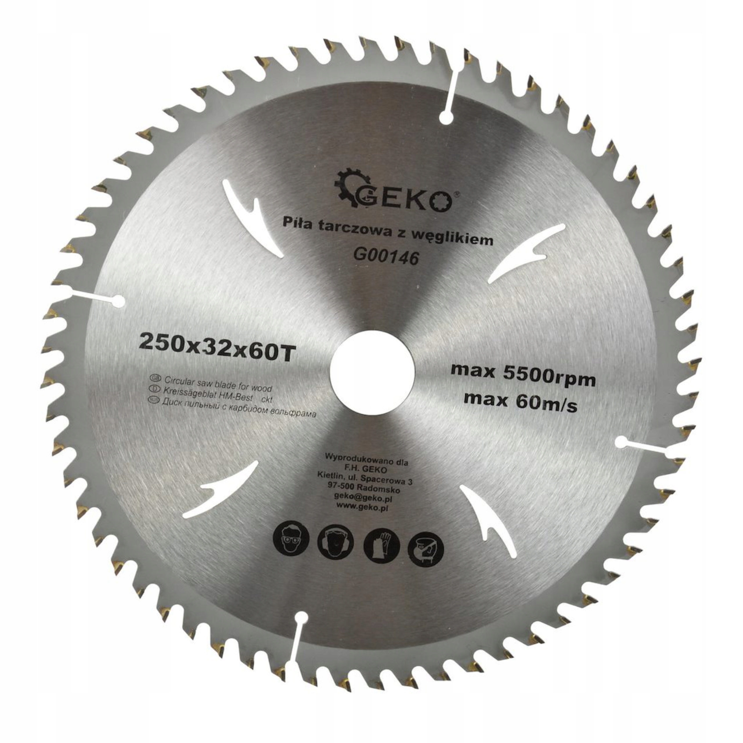 TARCZA DO DREWNA 250X32X60T Z WĘGLIKIEM GEKO G00146
