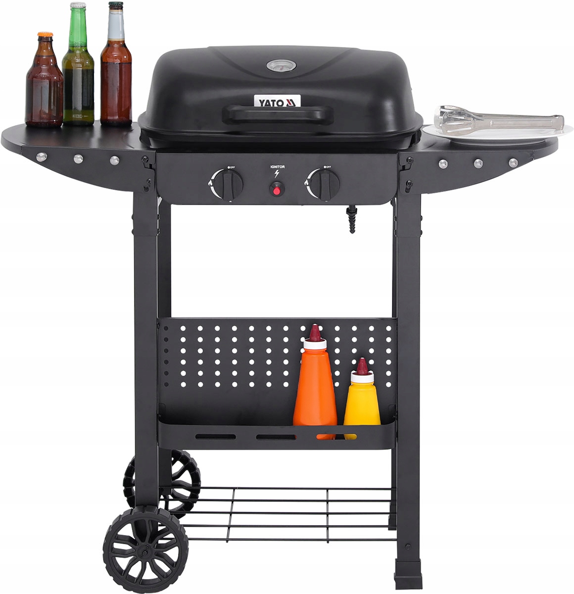 YATO GRILL GAZOWY ASAHI OGRODOWY 5KW DWUPALNIKOWY Z POKRYWĄ CZARNY YG-20007
