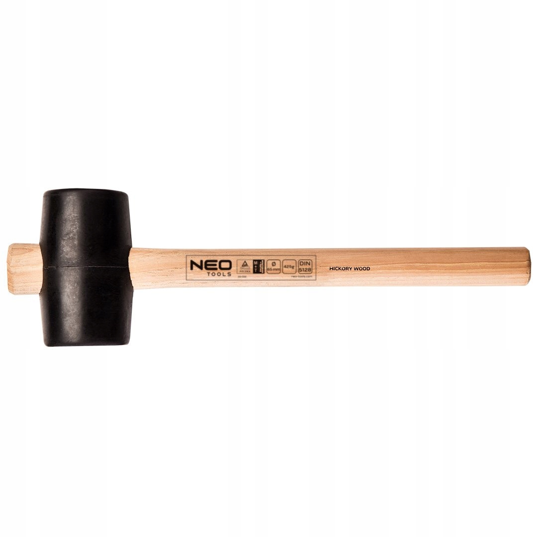 NEO MŁOTEK GUMOWY CZARNY 65 MM/425 G TRZONEK Z DREWNA HIKOROWEGO 25-052