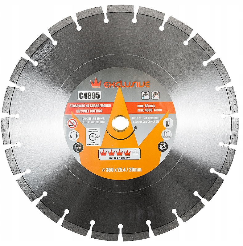 C4895 TARCZA DIAMENTOWA DO CIĘCIA BETONU ZBROJONEGO 350 x 25,4 CORONA