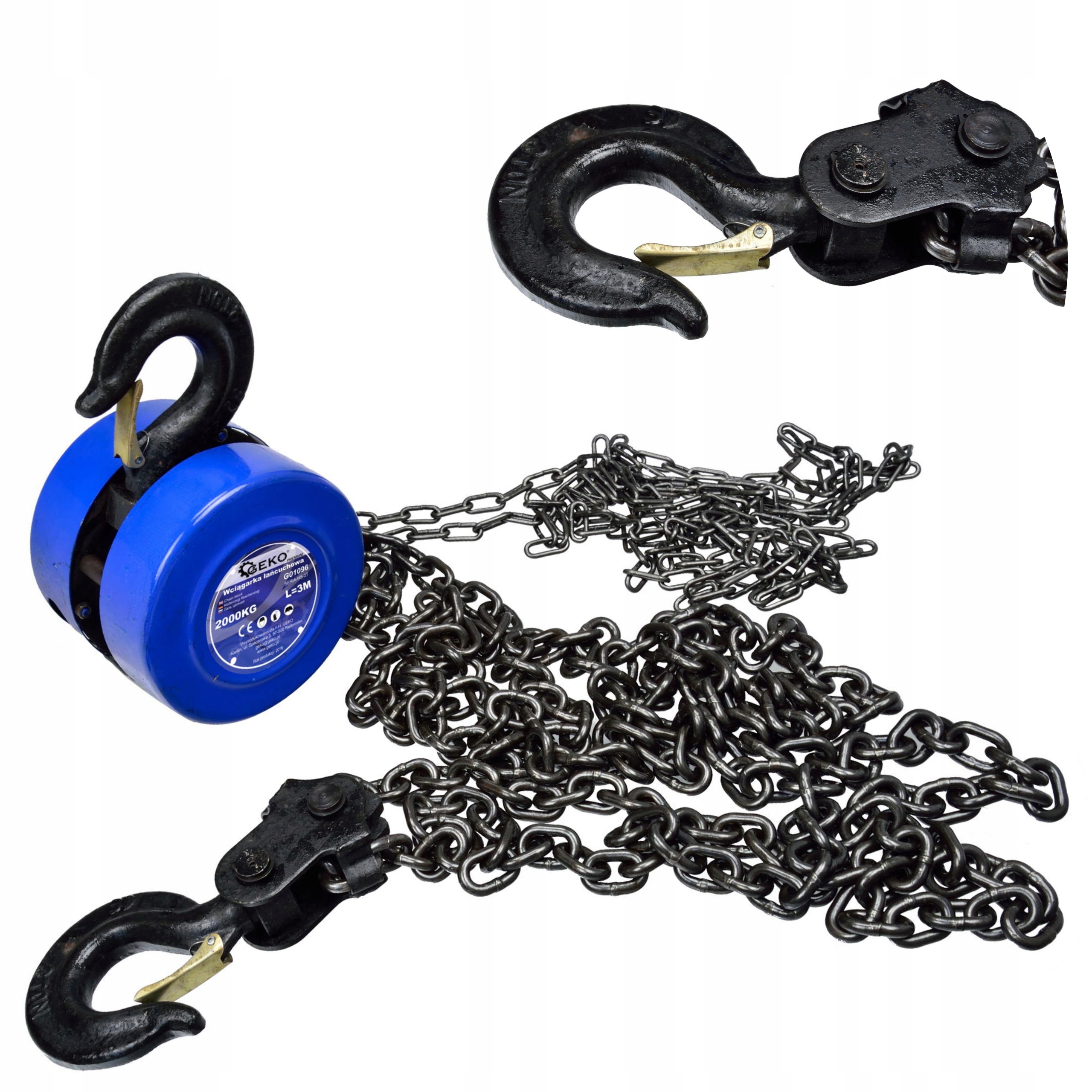 GEKO WCIĄGARKA WYCIĄGARKA ŁAŃCUCHOWA WARSZTATOWA 2T 3M PREMIUM G01096