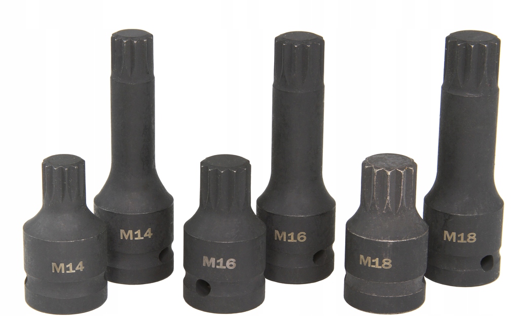 KLUCZE NASADKI UDAROWE PIAST ZAWIESZENIA GWIAZDKA SPLINE M14 M16 M18 1/2''