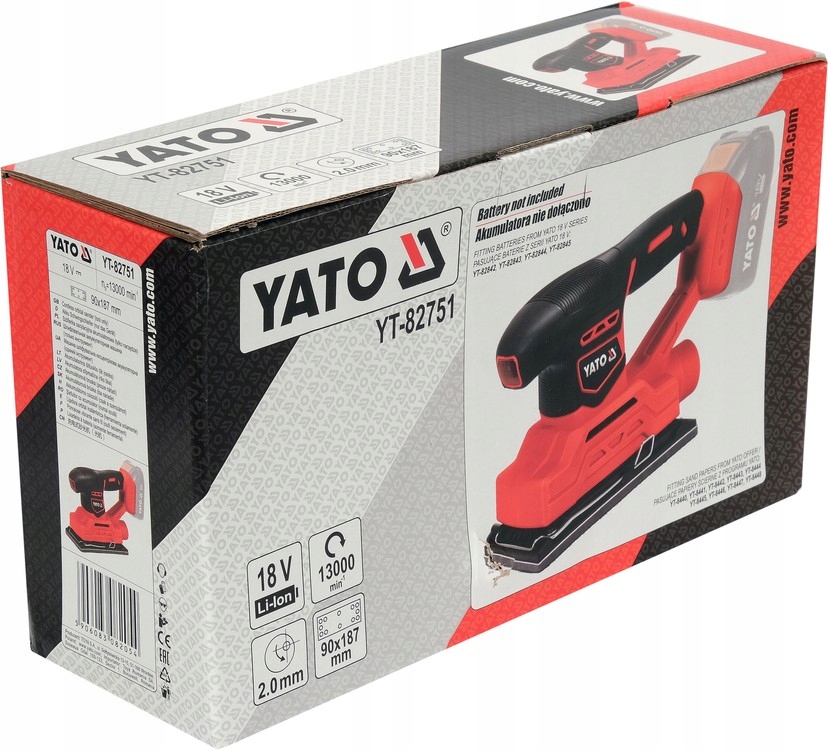 YATO SZLIFIERKA OSCYLACYJNA 18V 90X187MM YT-82751