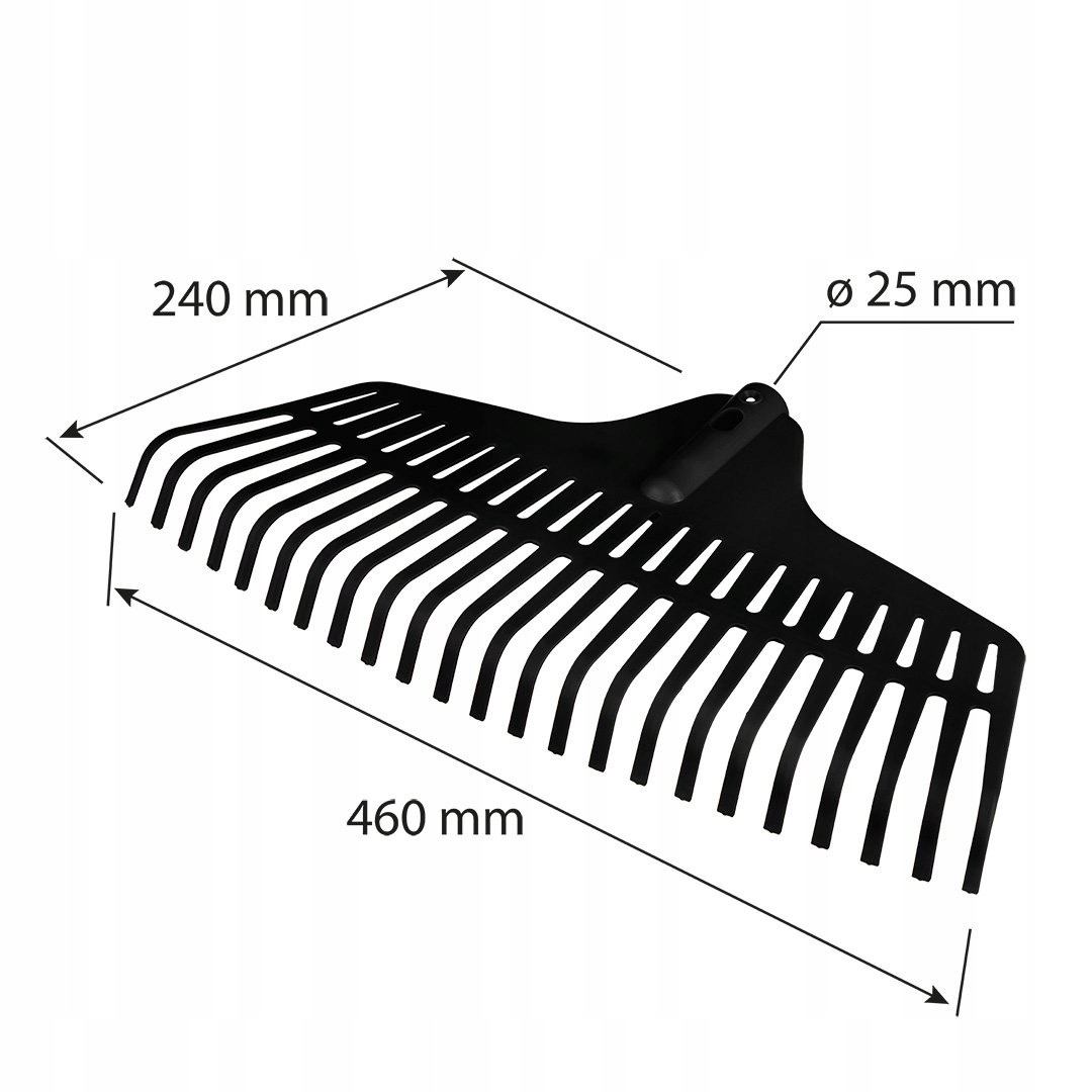 VERTO GRABIE OGRODOWE LIŚCI SIANA CZARNE 460MM PAZURKI BEZ TRZONKA 15G086