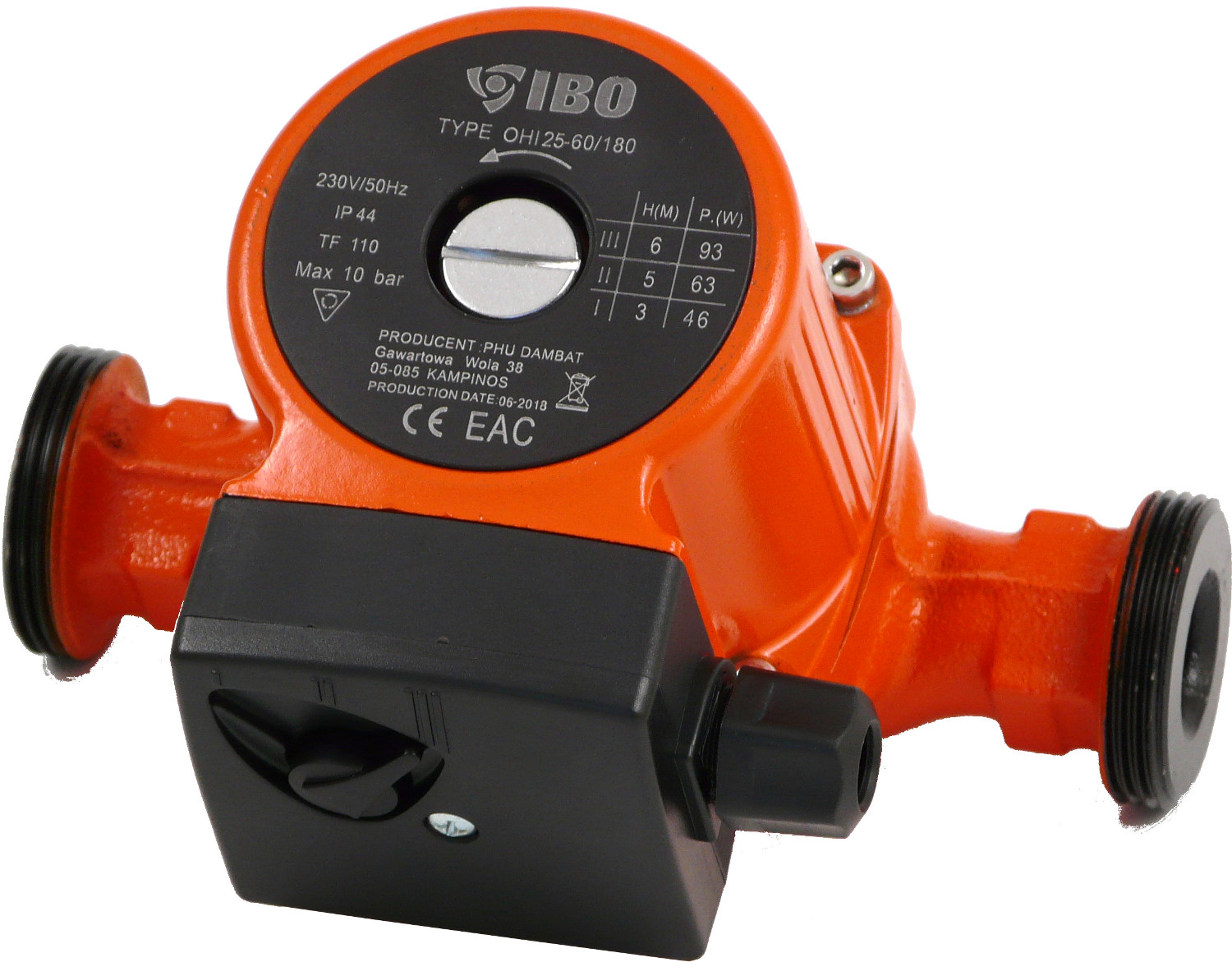 IBO OHI 25-40/180 POMPA OBIEGOWA CYRKULACYJNA WYDAJNA MOCNA 3 BIEGOWA +ŚRU