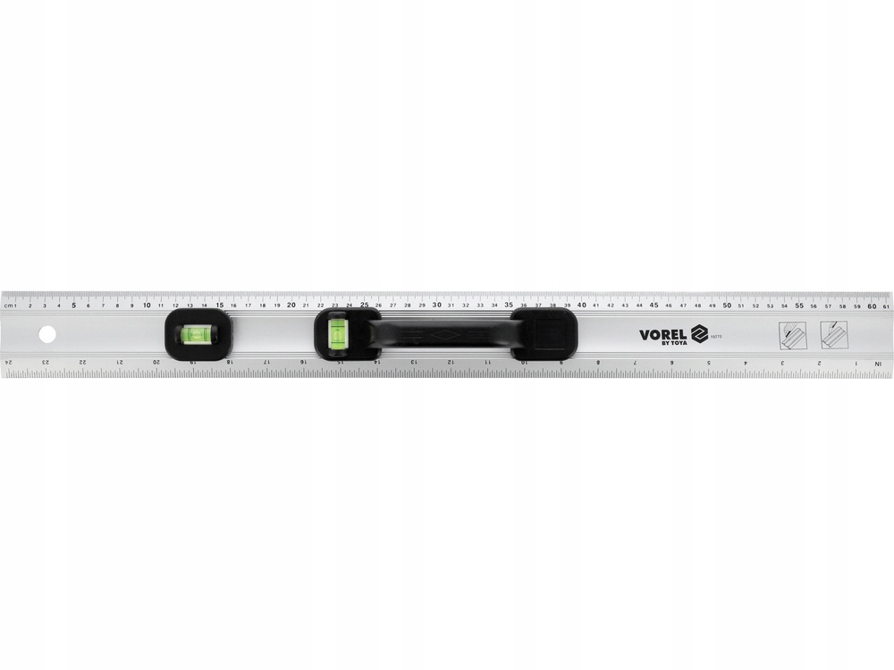 ANODYZOWANY ALUMINIOWY PRZYMIAR Z POZIOMICĄ 600 MM 2-LIBELKI 19770