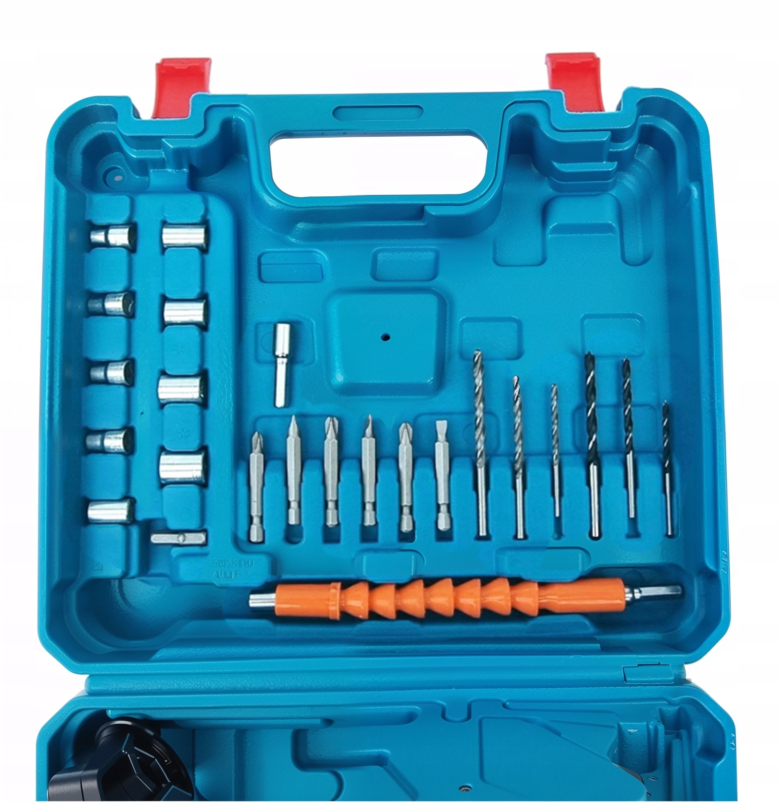 WKRĘTARKA WIERTARKA AKUMULATOROWA 2xAKU NASADKI BITY LED WALIZKA ZESTAW 21V