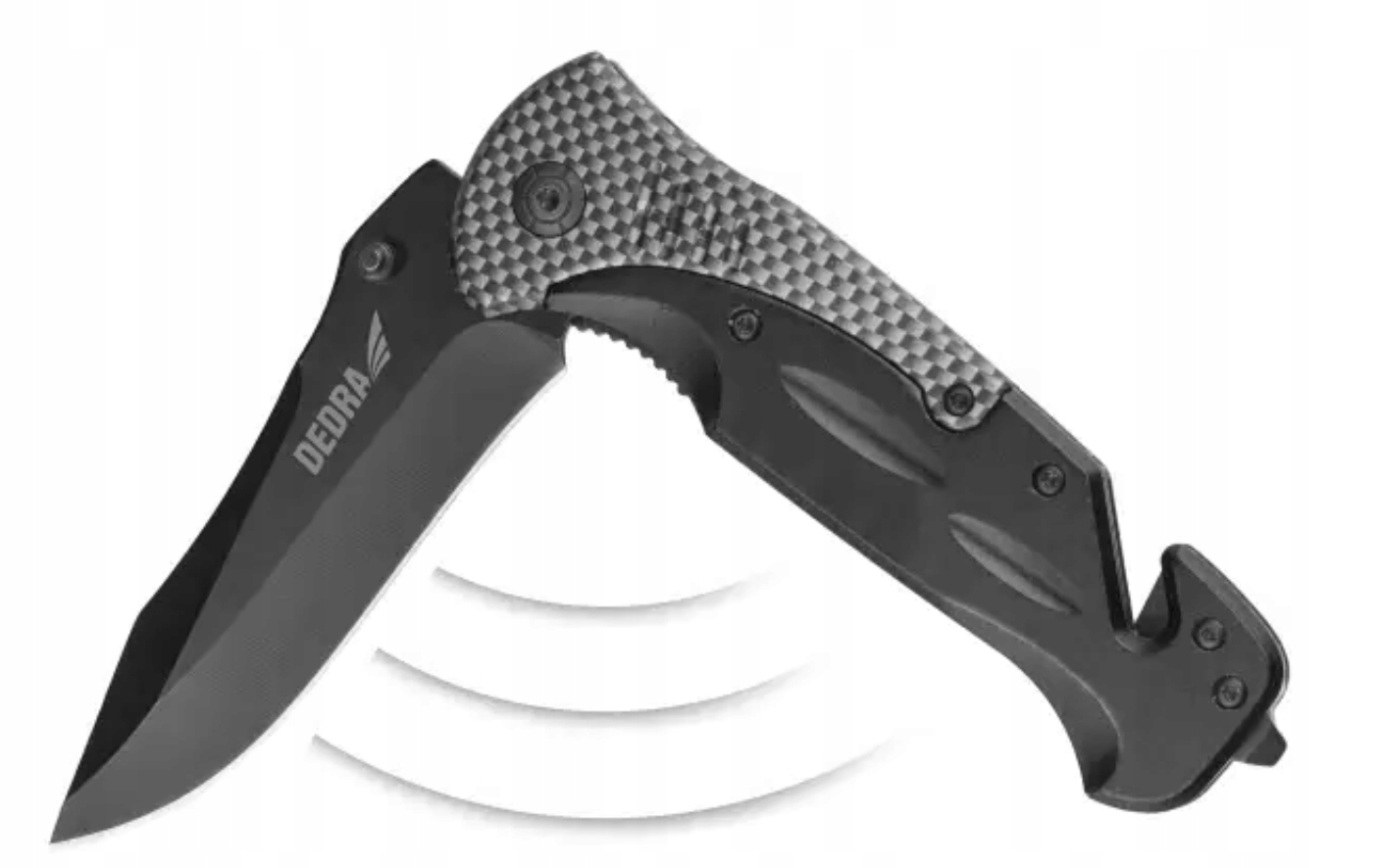 DEDRA NÓŻ SKŁADANY STAL NIERDZEWNA WYBIJAK SZYB PRZECINAK PASÓW 210MM M9081