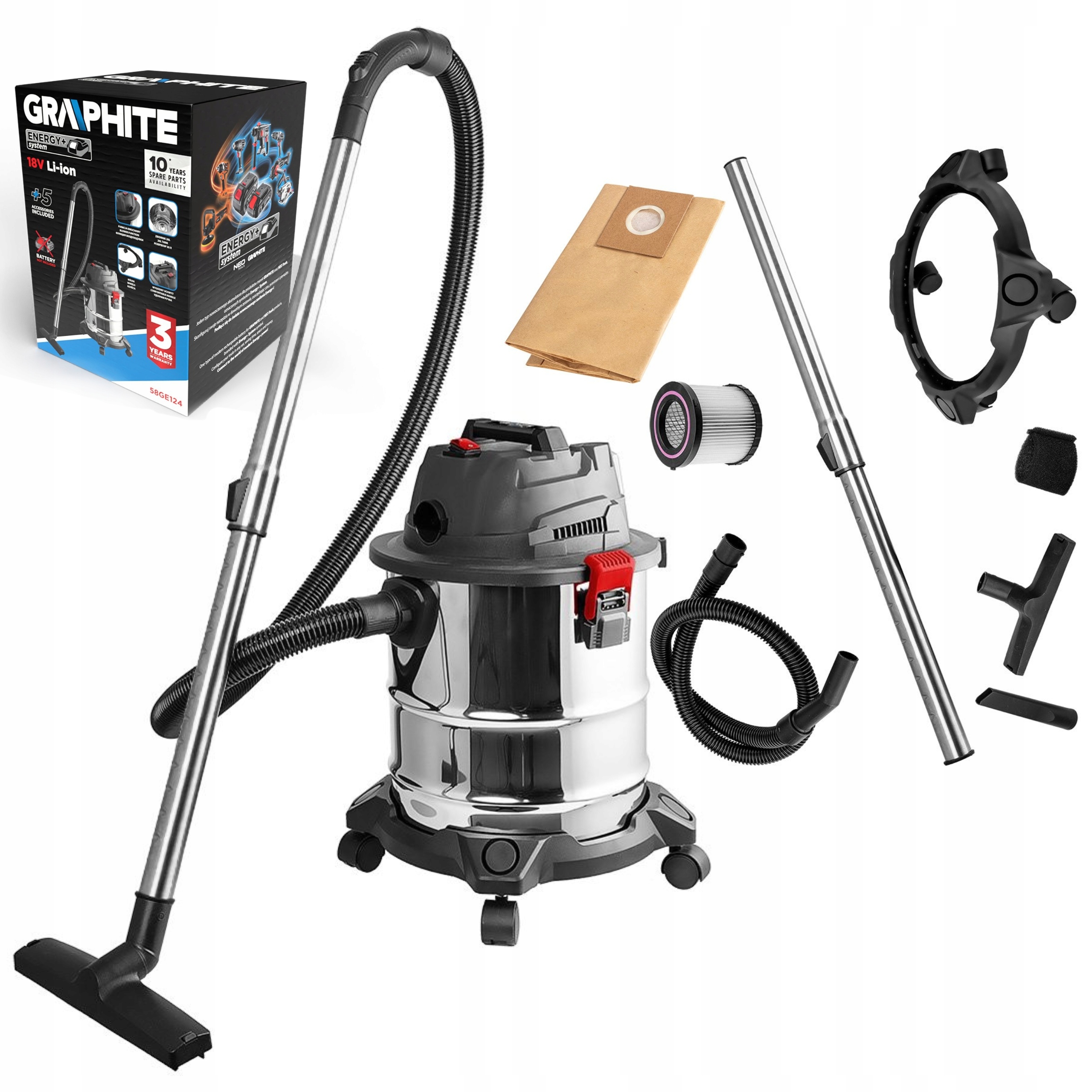 GRAPHITE ODKURZACZ WARSZTAT 18V MOKRO/SUCHO 20L