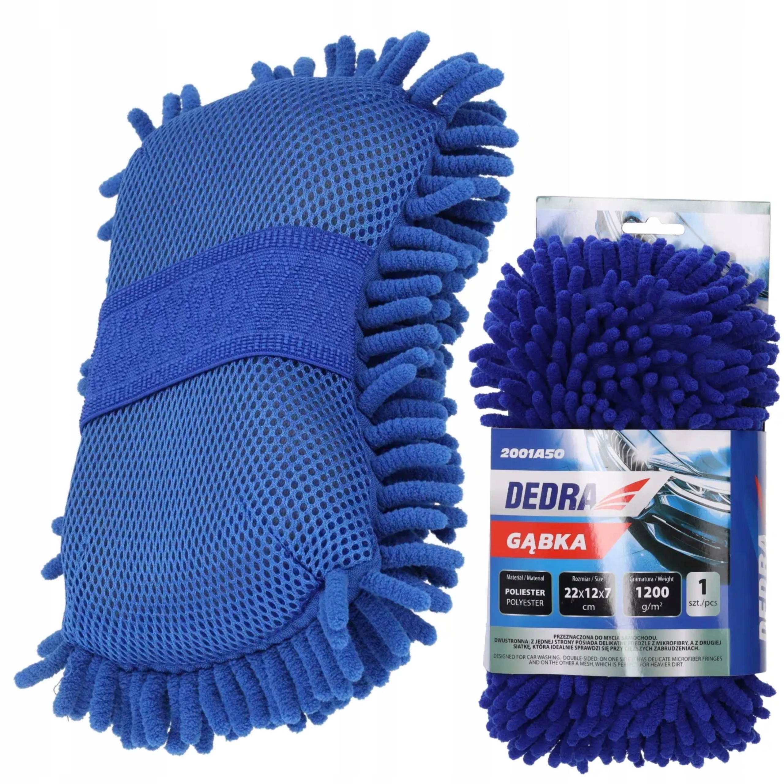DEDRA GĄBKA Z MIKROFIBRY DO MYCIA SAMOCHODU DWUSTRONNA DELIKATNA 2001A50
