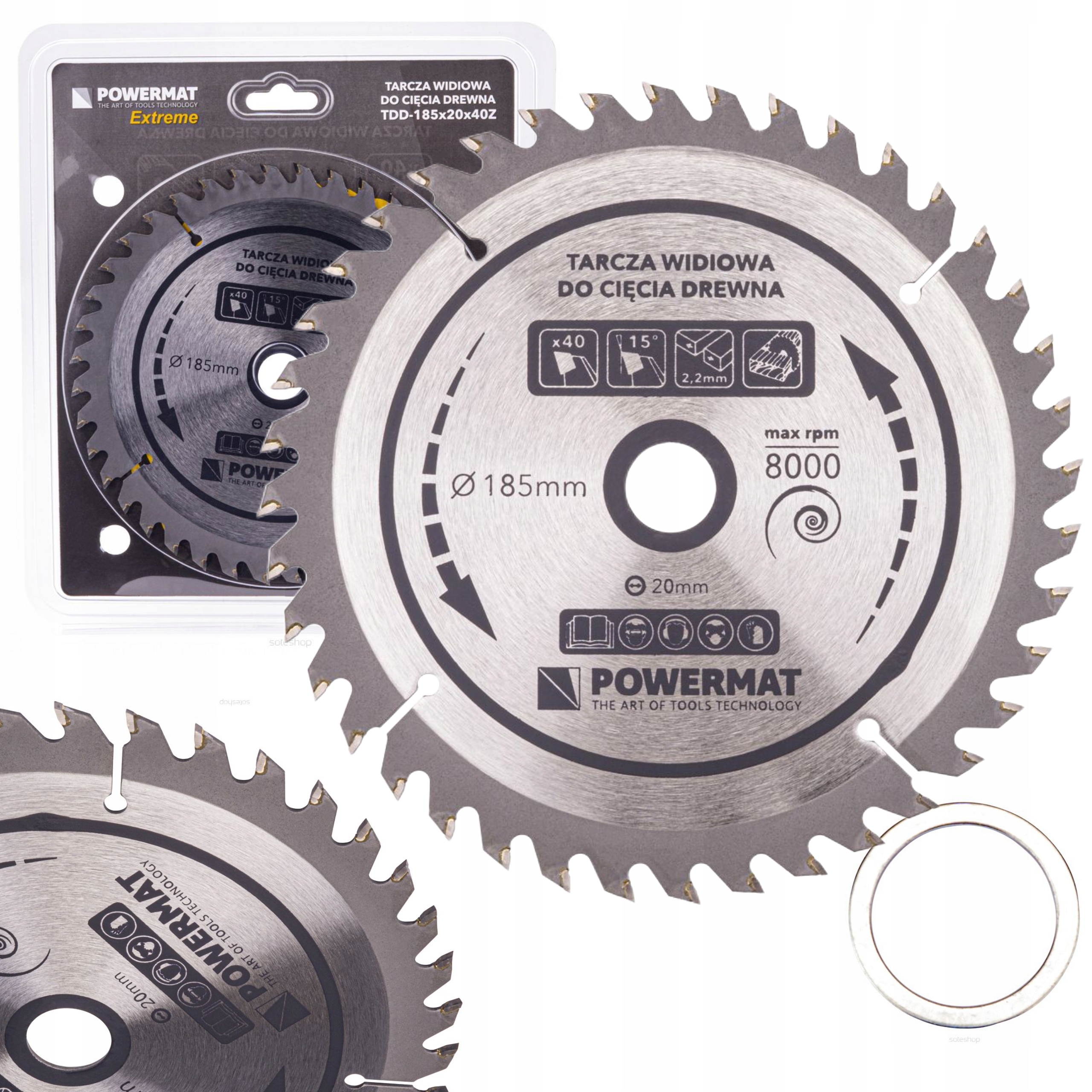 POWERMAT TARCZA WIDIOWA DO DREWNA 185x20 40z TDD-185x20x40Z