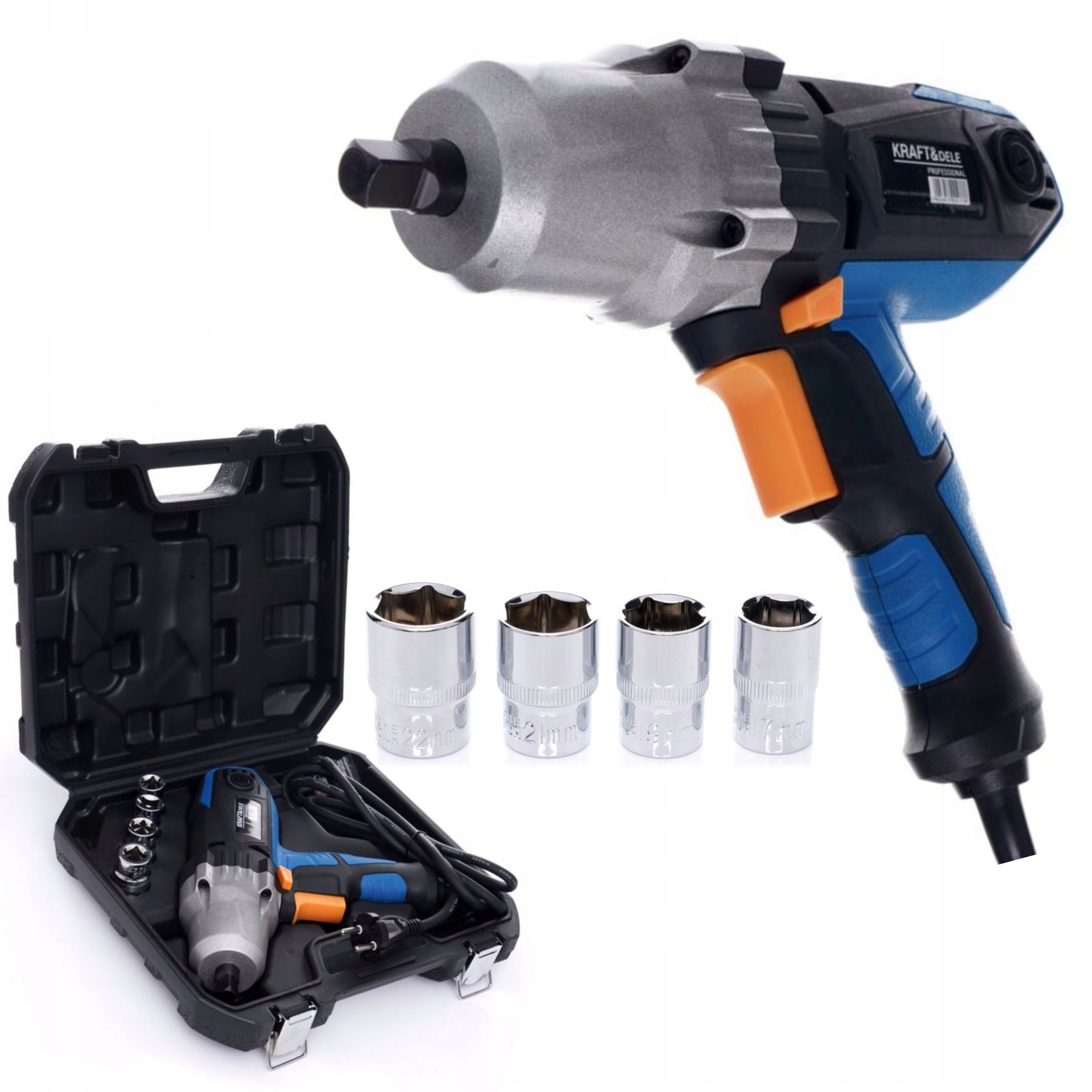 ELEKTRYCZNY KLUCZ UDAROWY 2200W 700Nm 1/2" DO KÓŁ WALIZNA + NASADKI KRAFT
