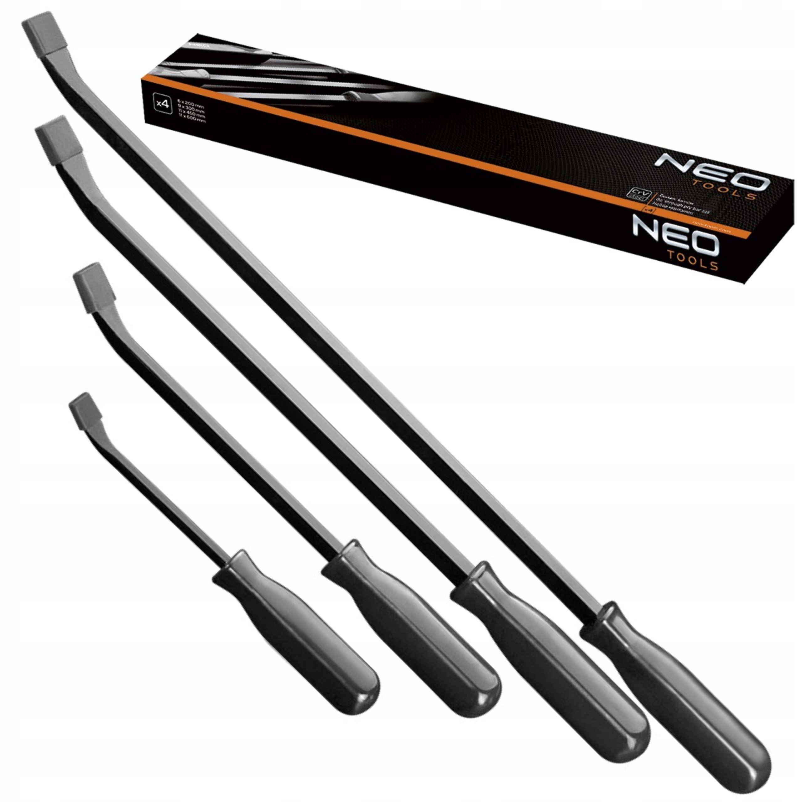 NEO ZESTAW KOMPLET ŁOMÓW 4 ELEMENTY 200 300 450 600 MM ŁYŻKI 11-113