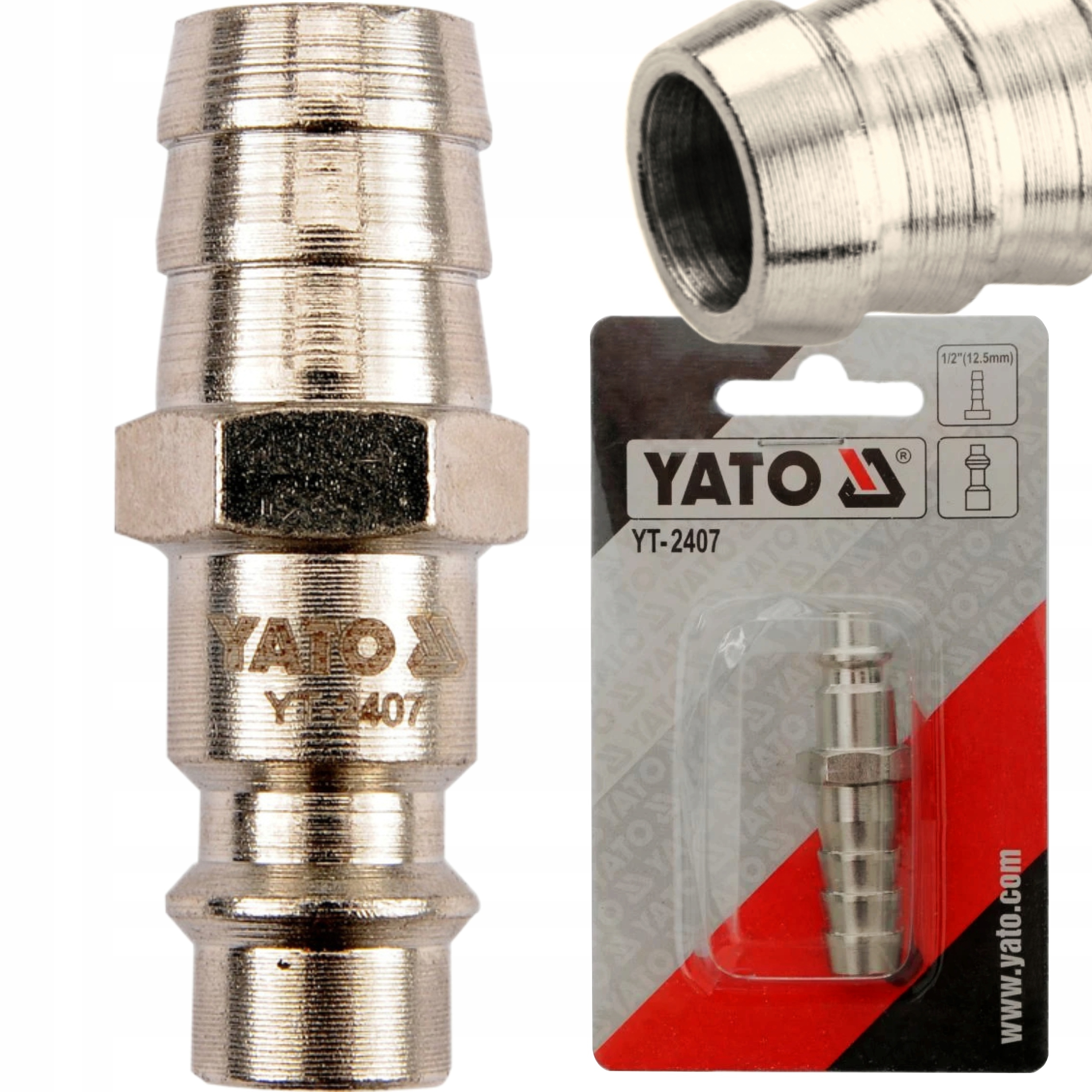YATO ZŁĄCZE DO WĘŻA 1/2" 10MM MĘSKIE STAL Q235 NIKLOWANE YT-2407