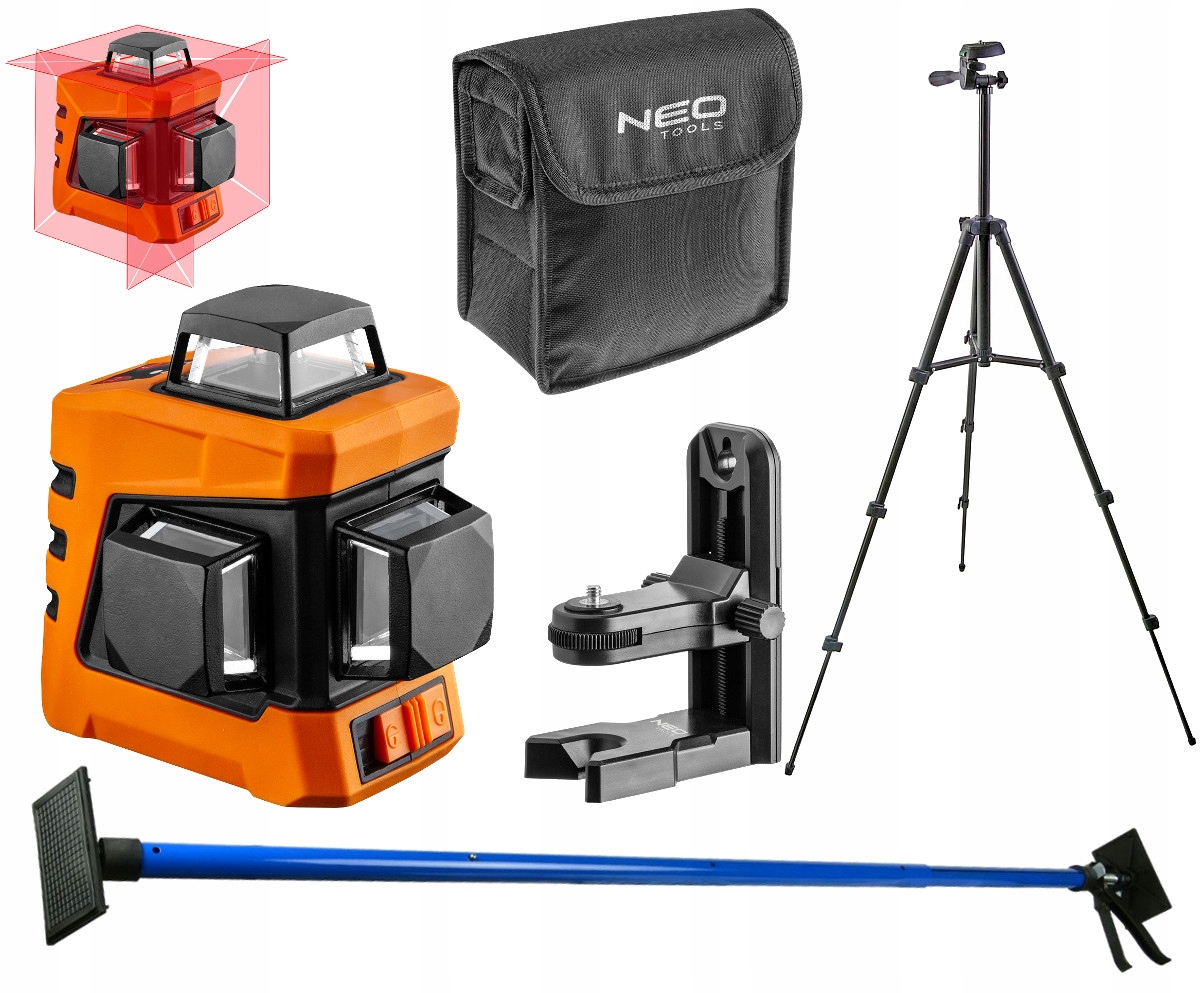 NEO LASER KRZYŻOWY 360°15m +TYCZKA STATYW POZIOMICA LASEROWA OBROTOWA