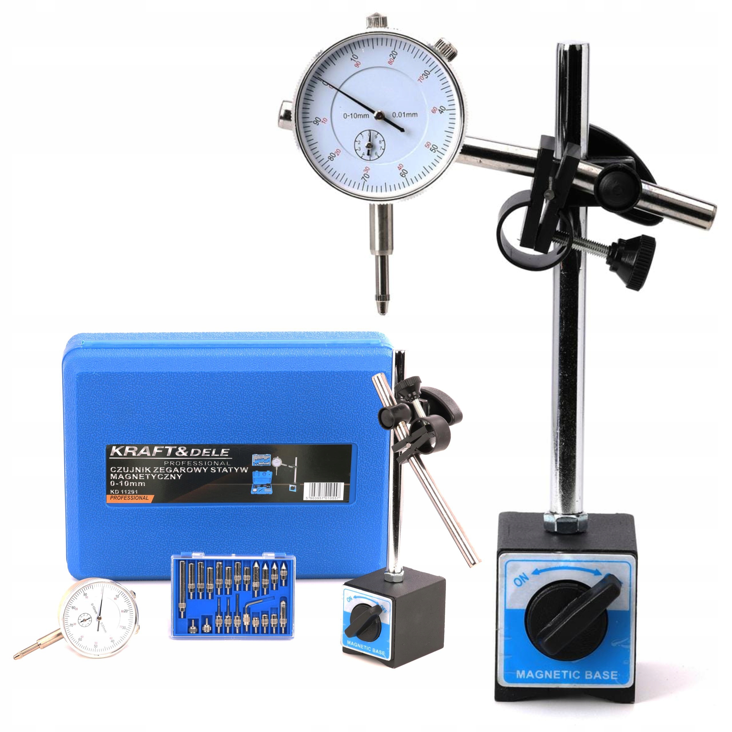 STATYW MAGNETYCZNY Z CENTRALNYM MOCOWANIEM CZUJNIKA ZEGAROWEGO 22 KOŃCÓWKI