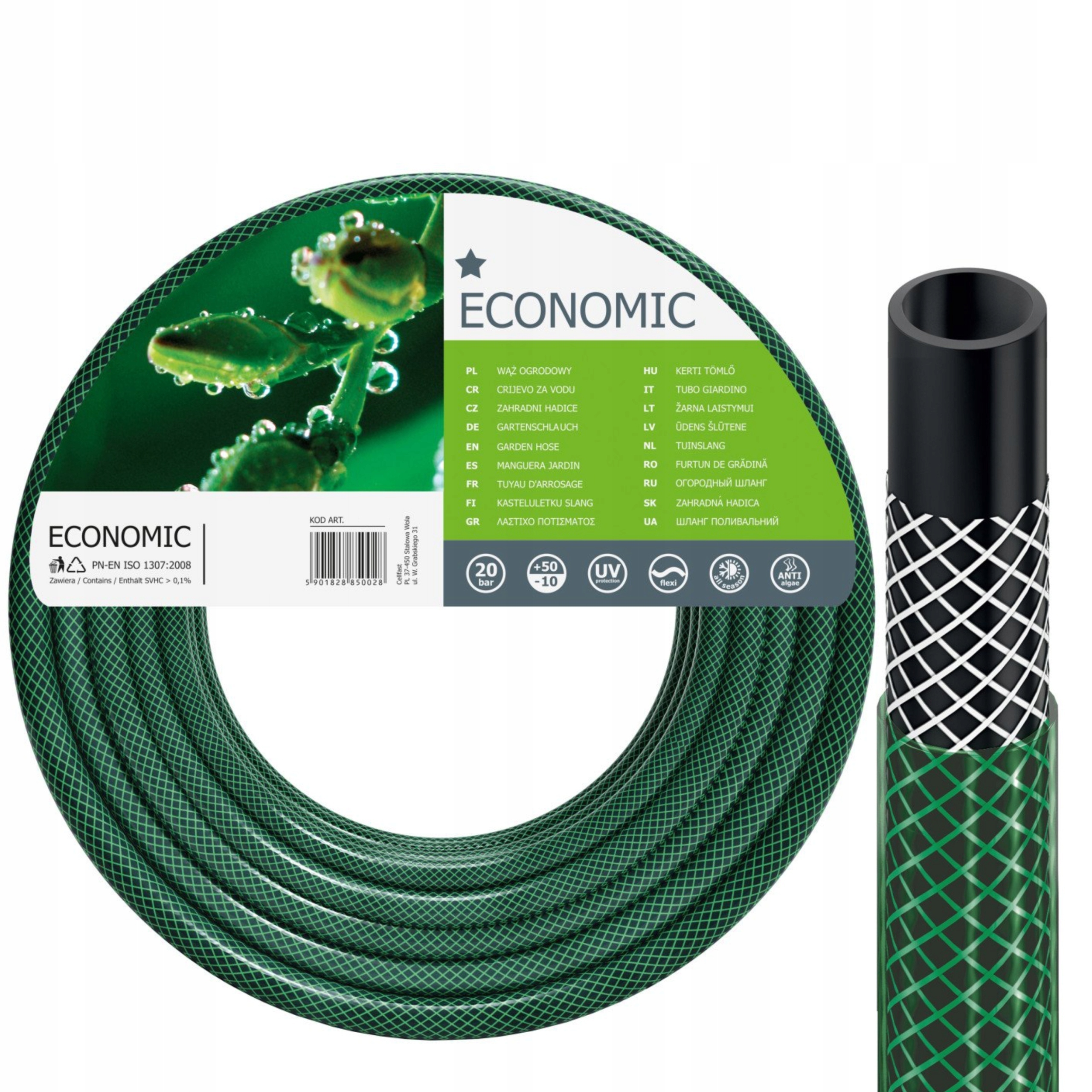 CELLFAST WĄŻ OGRODOWY ECONOMIC 3-WARSTWOWY 1/2" 10M PRODUKT POLSKI