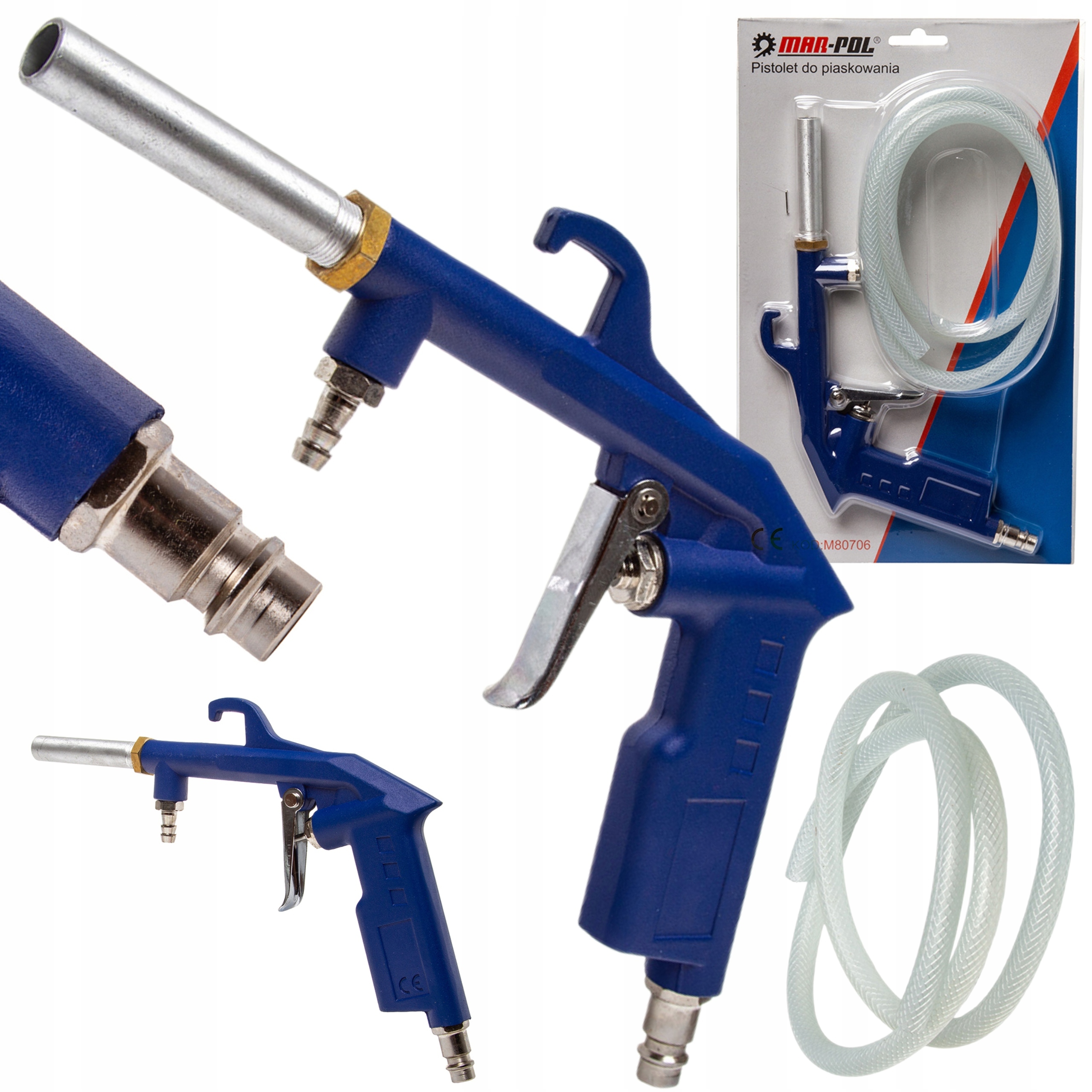 PISTOLET DO PIASKOWANIA Z WĘŻEM DO RDZY, RESZTEK FARB ITP MAR-POL M80706