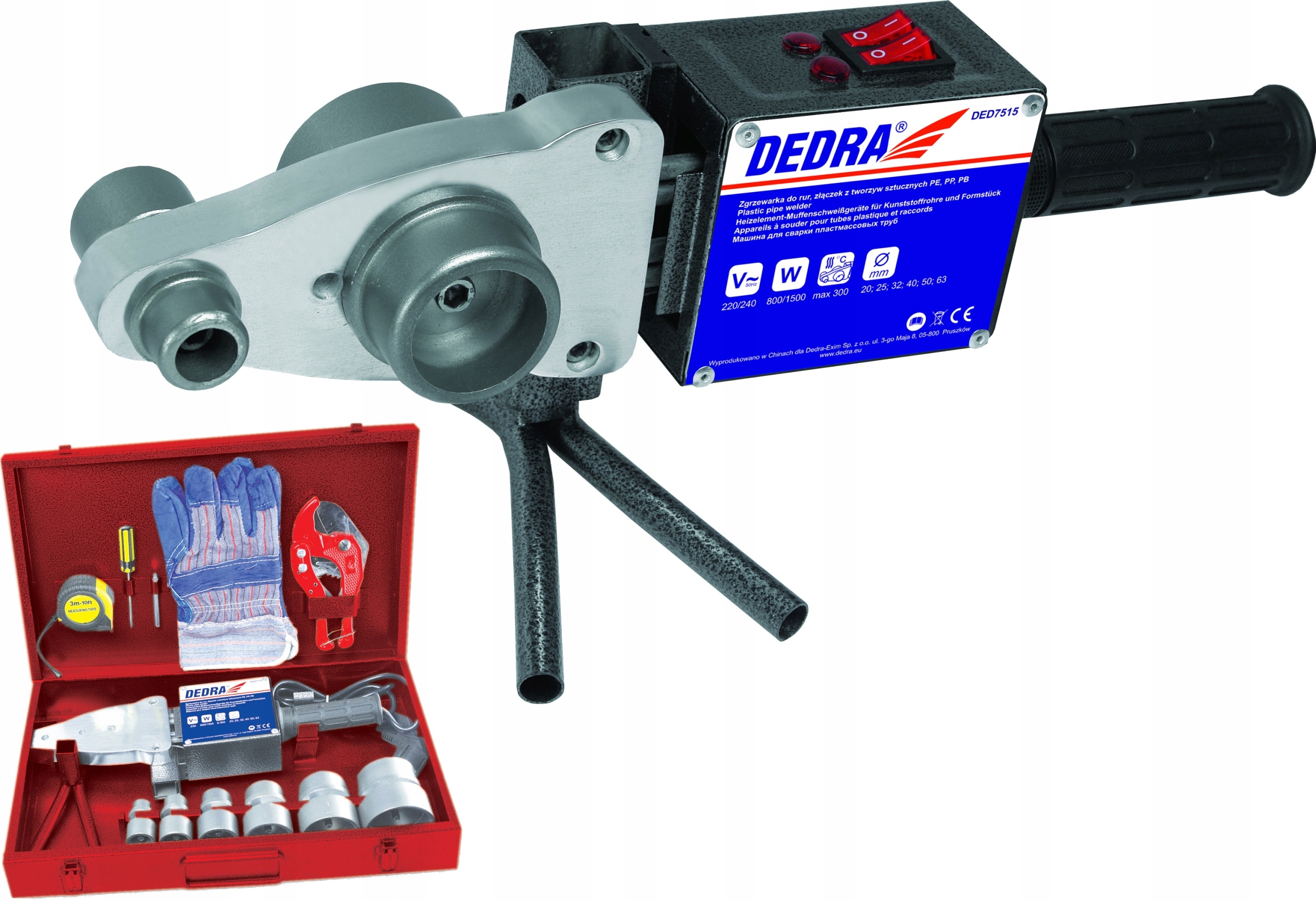 ZGRZEWARKA DO RUR 800/1500W 16-63MM 7515 DEDRA