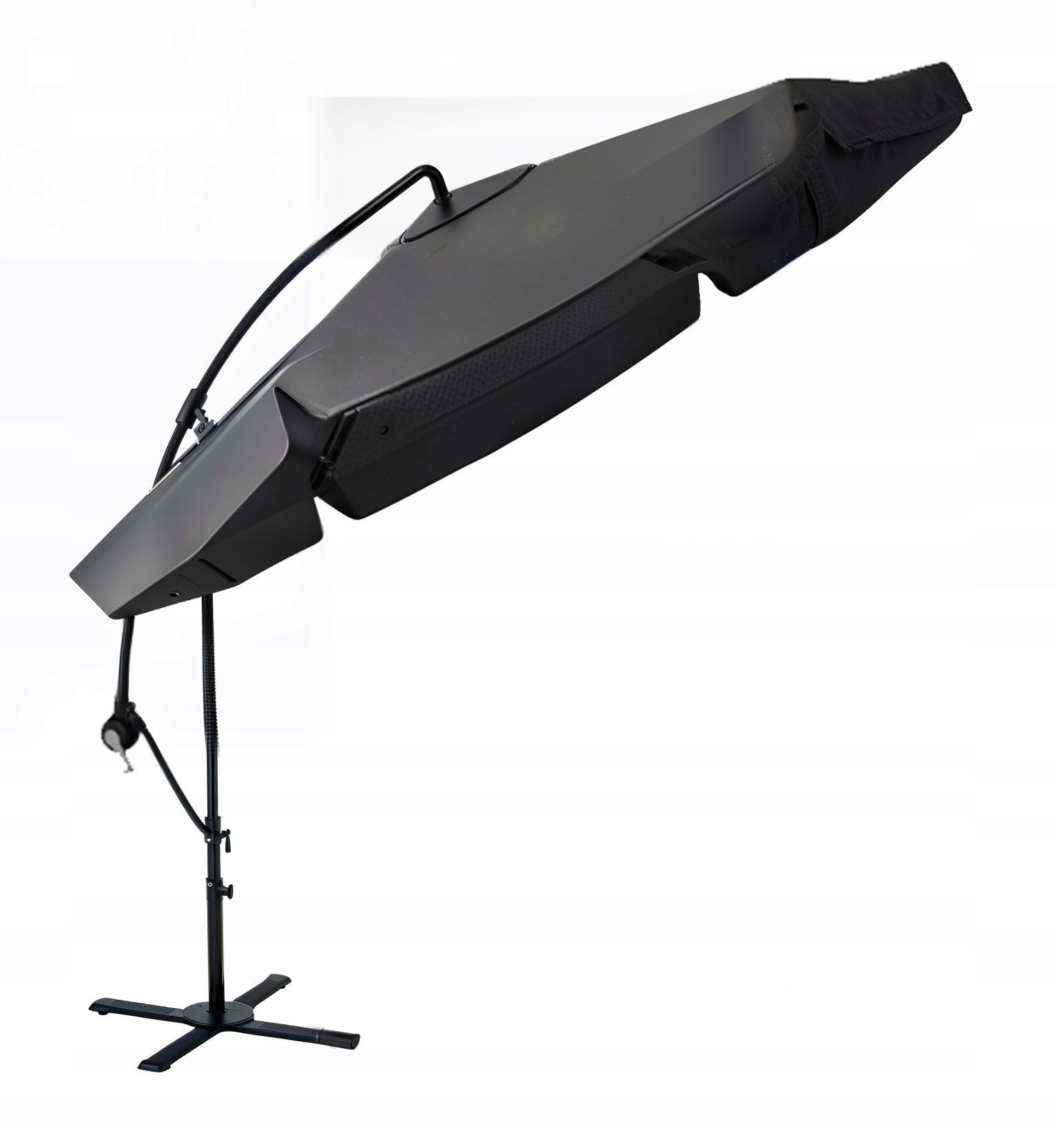 PARASOL OGRODOWY SZARY DUŻY SKŁADANY REGULOWANY Z WYSIEGNIKIEM 350CM 3,5M