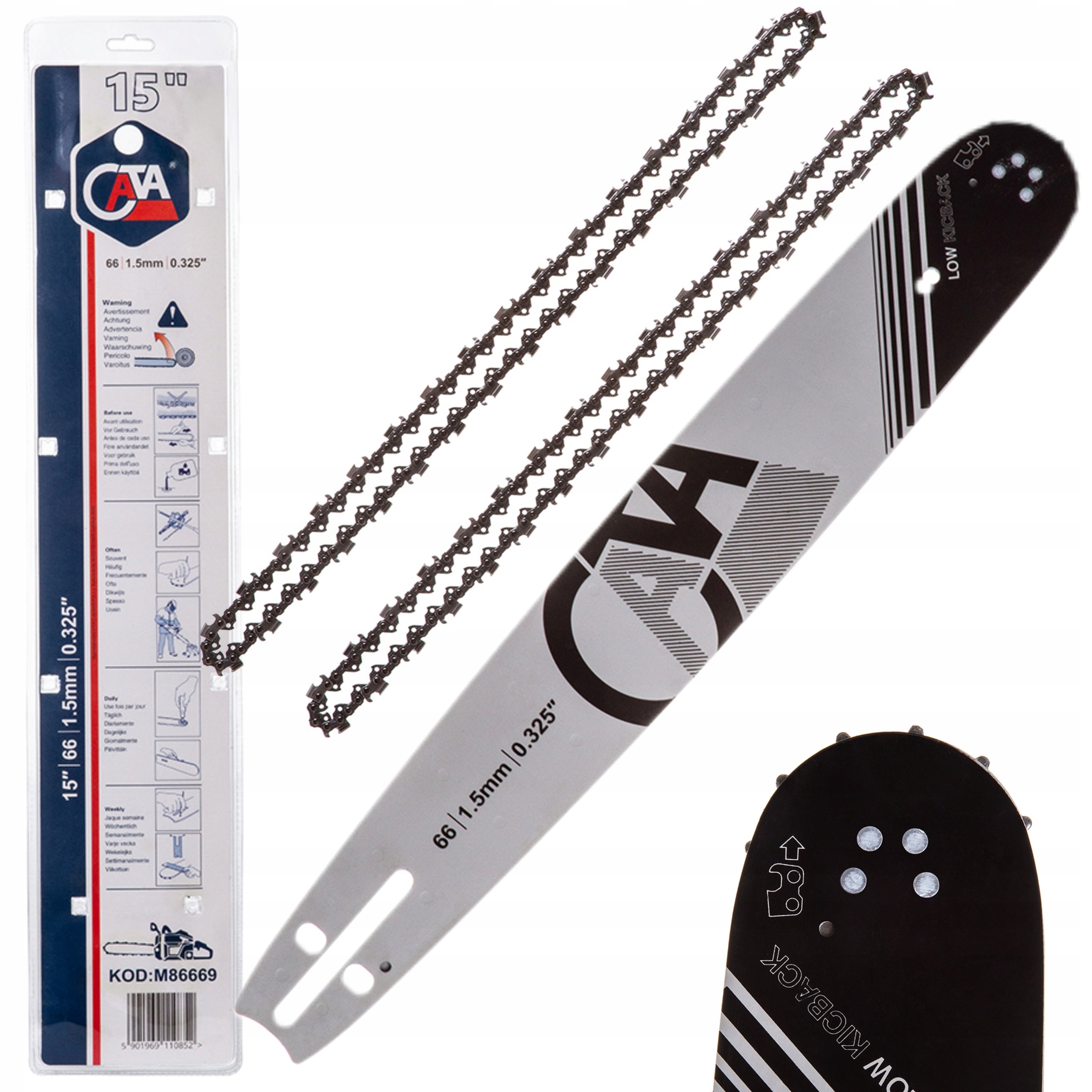 PROWADNICA Z 2 ŁAŃCUCHAMI 15" 66 1,5mm 0,325" MGP-40S CATA M86669